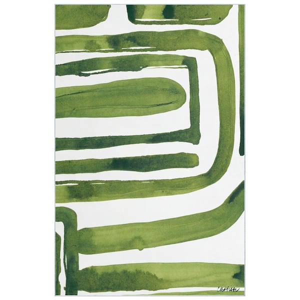 Green 5 ft. x 8 ft. Labyrinth II Washable Abstract Art Area Rug