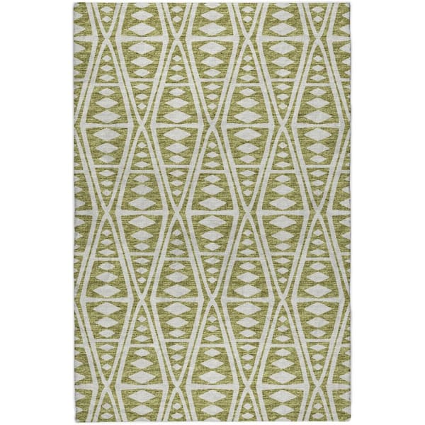 Dream Shag Premium Machine Washable Abstract ADS112 Olive 10 ft. x 14 ft. Area Rug