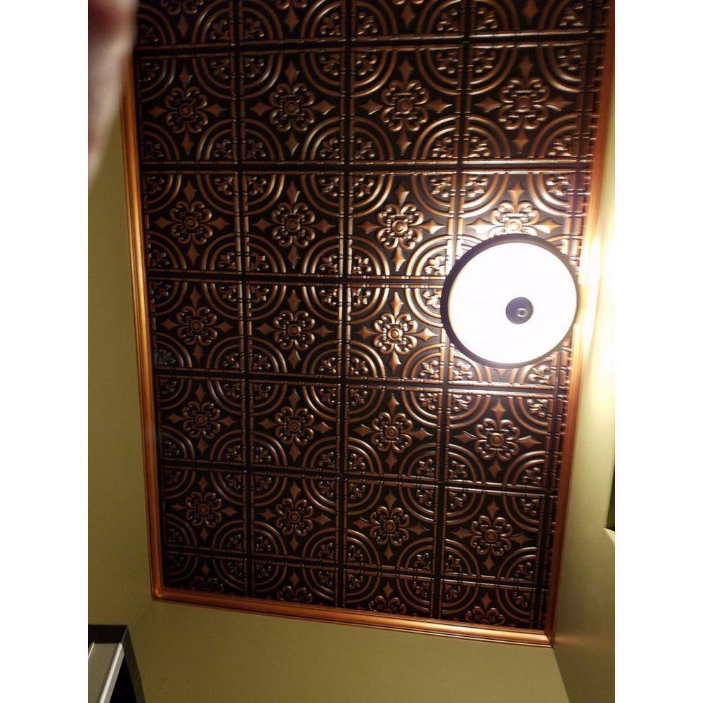 Antique Copper Faux Tin Ceiling Tiles, 24x24 Inch, Set of 25