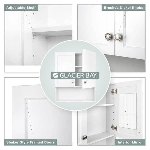 Glacier Bay 22-7/8 in. W. x 27-7/8 in. H Framed Surface-Mount Rectangular Bathroom Medicine Cabinet with Mirror, White