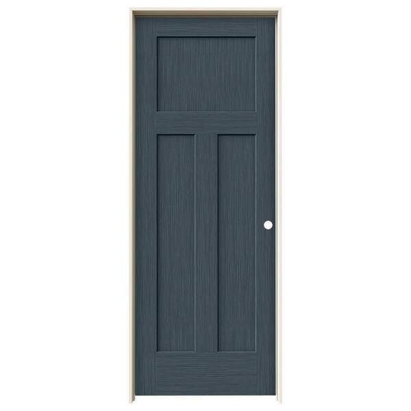 JELD-WEN 32 in. x 80 in. Craftsman Denim Stain Left-Hand Solid Core Molded Composite MDF Single Prehung Interior Door