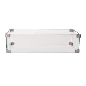 19.1 in. Rectangular Glass Wind Guard for Fire Pit