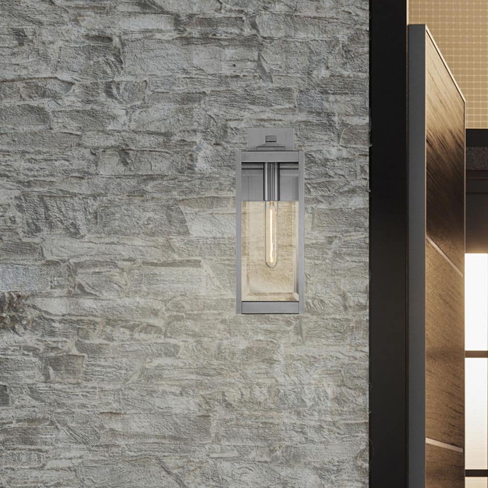 17" Stainless Steel Dimmable Outdoor Lantern with Clear Glass