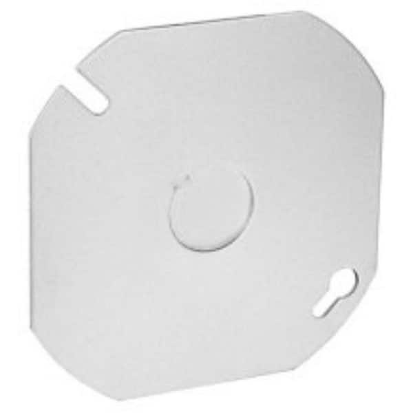 4 in. W Steel Metallic Flat Blank Octagon Cover with 1/2 in. KO in Center (50-Pack)