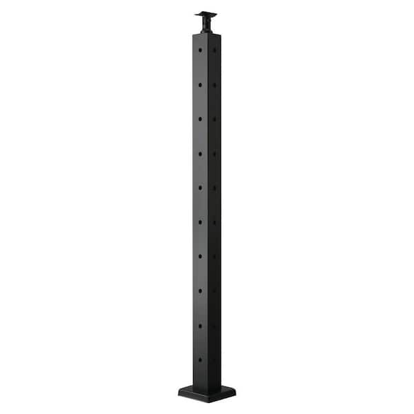 Cable Railing Post, 36 in. x 2 in. x 2 in. Steel L-Shaped Hole 10 Pre-Drilled Holes Cable for Cable Railing System