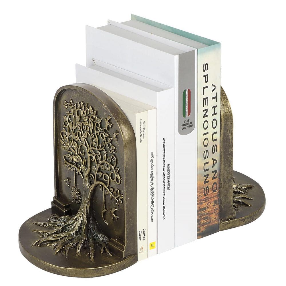 Tree of Life Bronze Resin Bookends-Vintage Heavy Duty & Anti-Slip ...