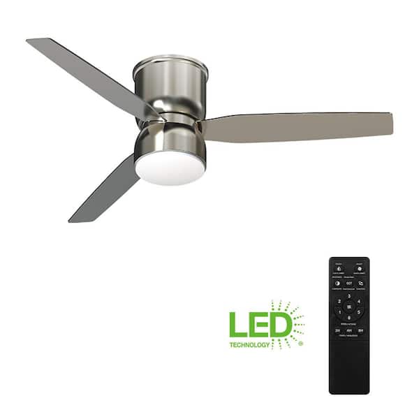 Ossa 52 in. Integrated LED Indoor Brushed Nickel Smart Ceiling Fan with Remote Control and CCT Powered by Hubspace