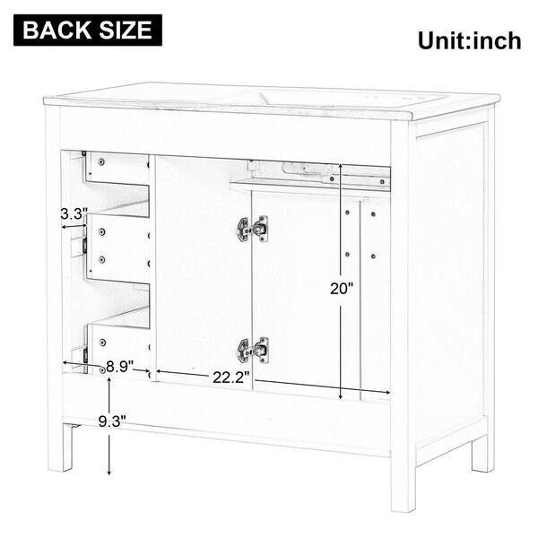 Xzkai 36 in. W x 18.3 in. D x 33.9 in. H Single Sink Bath