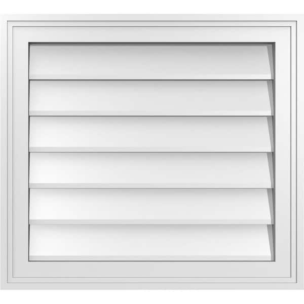 Ekena Millwork 22" x 20" Vertical Surface Mount PVC Gable Vent: Non-Functional with Brickmould Frame