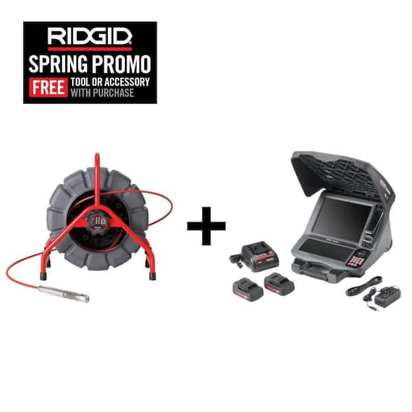 See Snake Mini Inspection Sewer Camera Reel 200 ft. Cable for 1-1/2 in. 8 in. Lines and CS12x Digital Monitor Kit Bundle