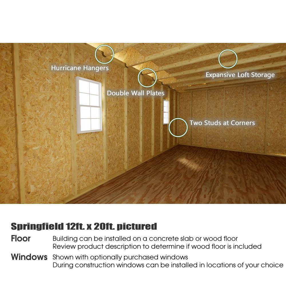 Gray 12' x 20' Wood Shed Kit with Windows