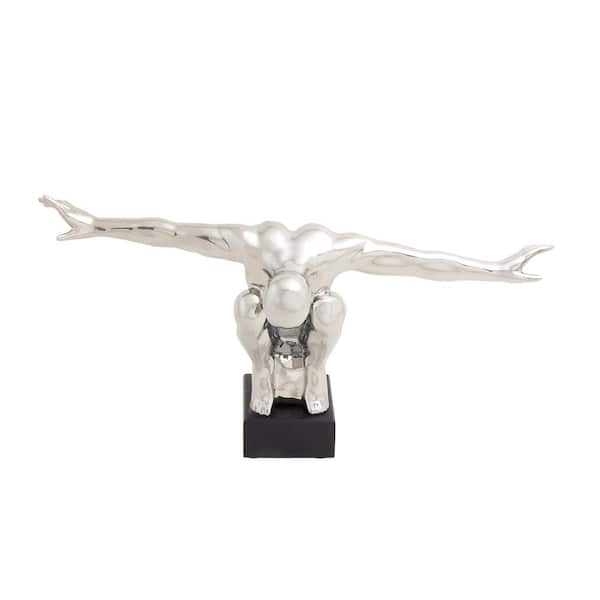 Litton Lane 5 in. x 8 in. Silver Porcelain Diver Sculpture