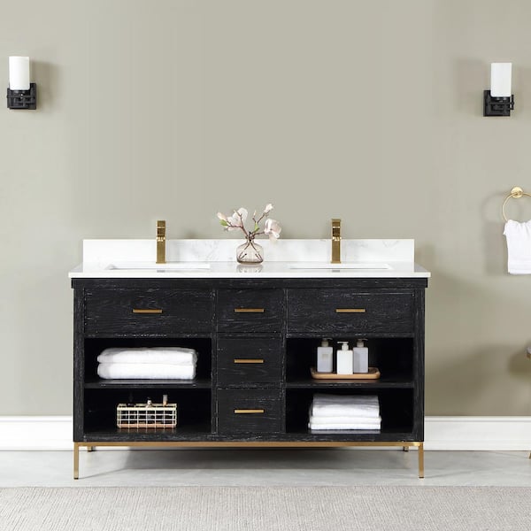 Altair Kesia 60 in. W x 22 in. D x 34 in. H Bath Vanity in Black