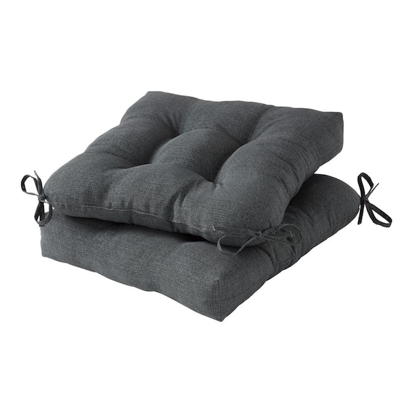 Greendale Home Fashions Carbon 20 in. x 20 in. Square Tufted Outdoor Seat Cushion (2-Pack)