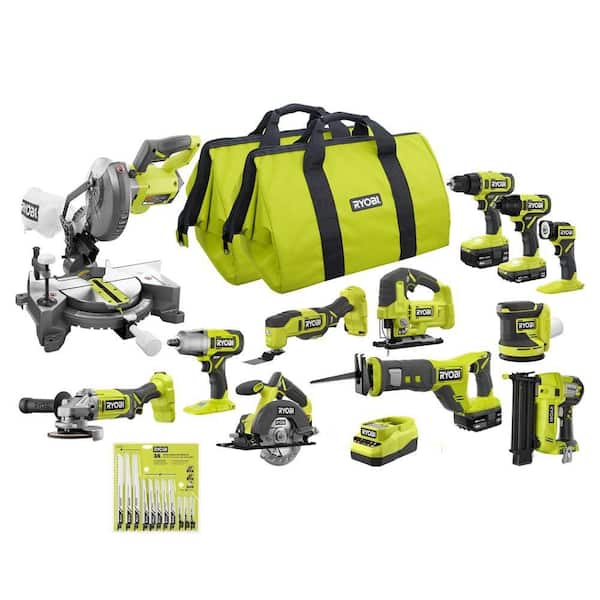 ONE+ 18V Cordless 12-Tool Combo Kit, 2.0 Ah Battery, (2) 4.0 Ah Batteries and Multi-Purpose Recip Saw Blade Set (35-PC)
