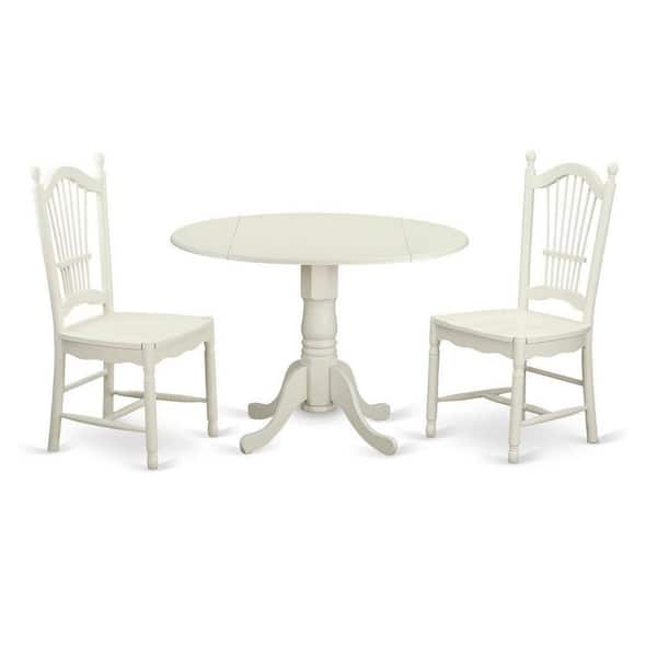 East West Furniture 3-Piece Buttermilk and Cherry Solid Wood Top - Dining Room Set - Seats 4