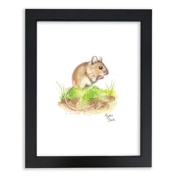 Unbranded Woodland Tinies "Mouse" by Alyssa Lewis Individual Black Framed Animal Art Print 24 in. x 18 in.