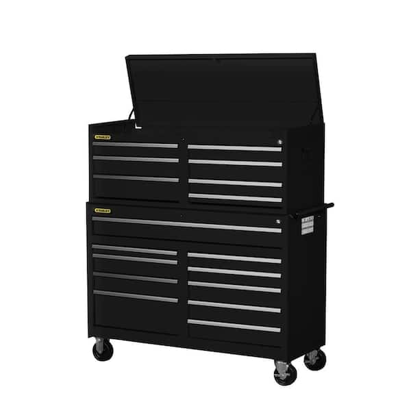 Stanley Workshop 54 in. 17-Drawer Tool Chest and Cabinet Combo in Black