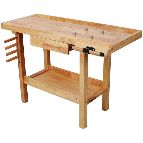 Huluwat 48 in. W x 22 in. D 1-Drawer Brown Workbench Table with Solid ...