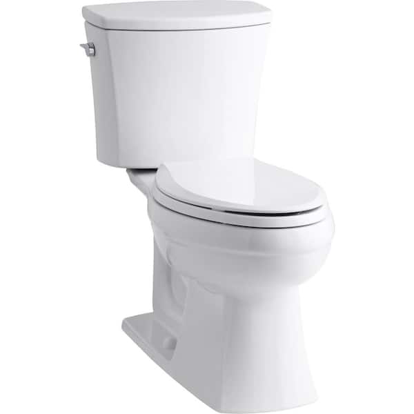 KOHLER Kelston Comfort Height 2-piece 1.28 GPF Single Flush Elongated Toilet in White, Cachet Q3 Toilet Seat Included