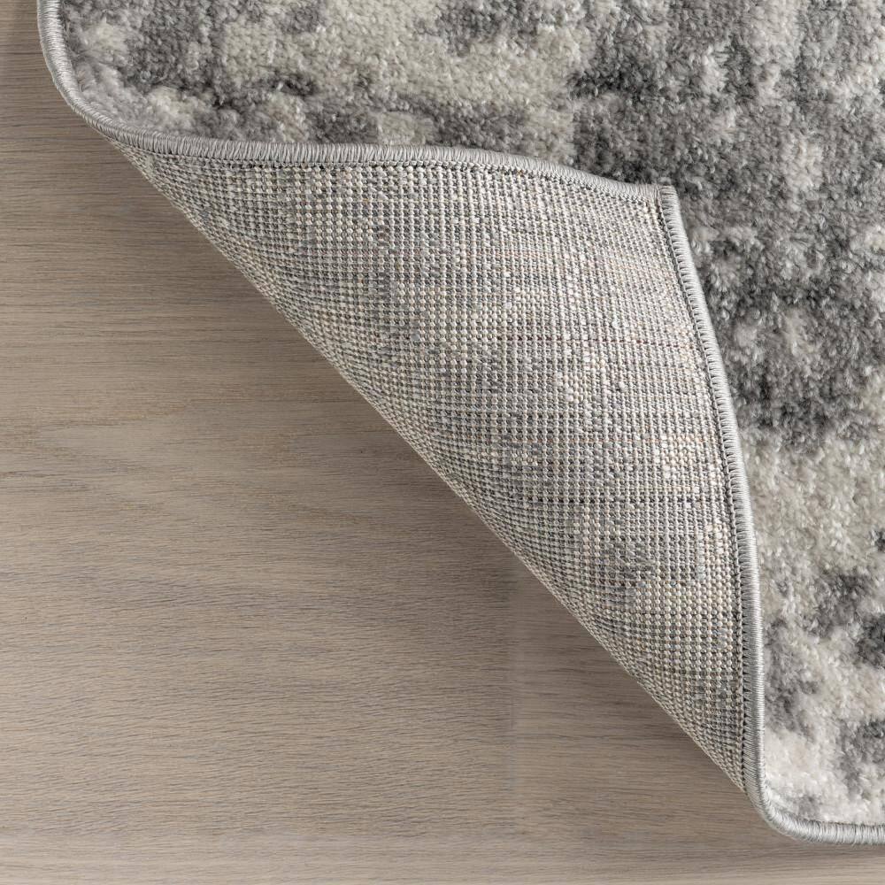 Gray Abstract 9' x 12' Stain-Resistant Synthetic Area Rug