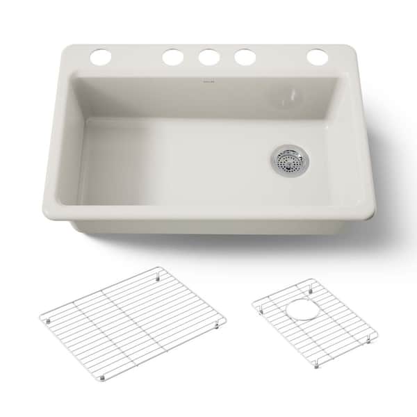Riverby 33 in. Undermount Single Bowl Cast Iron Kitchen Sink in Biscuit