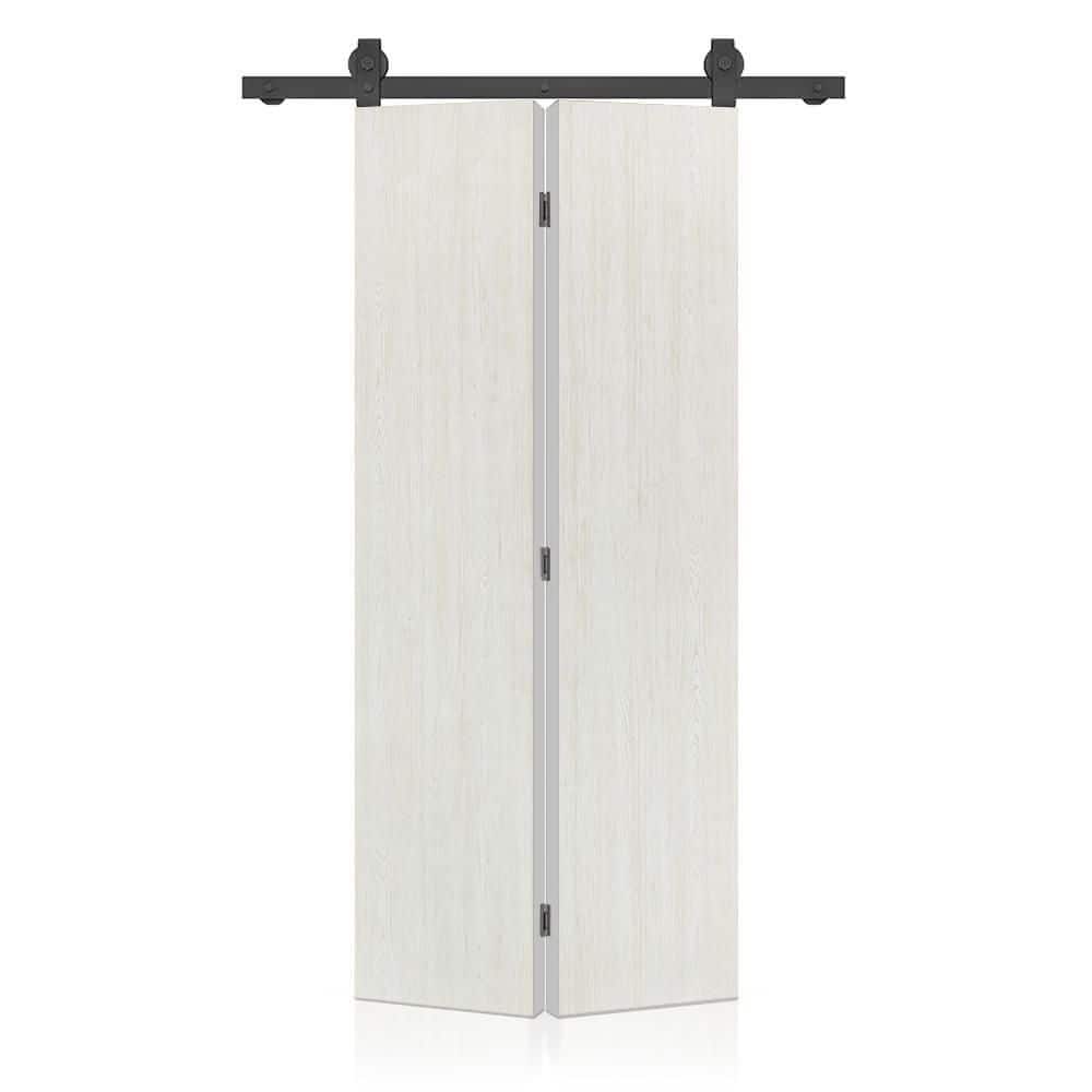 28 in. x 80 in. Hollow Core White Composite Texture Bi-fold Door with Sliding Barn Door Hardware Kit price history on PriceWatchPro