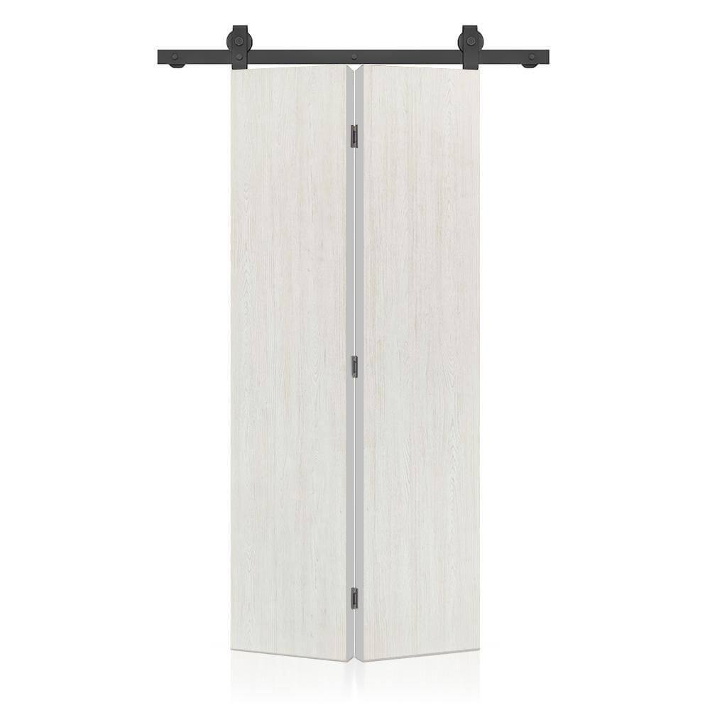 32 in. x 86 in. Hollow Core White Composite Texture Bi-fold Door with Sliding Barn Door Hardware Kit price history on PriceWatchPro