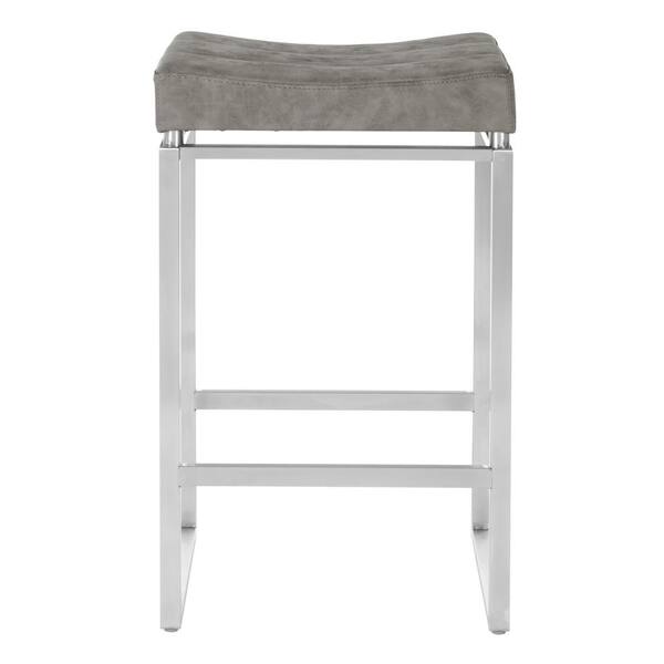 OSP Home Furnishings Sherese Counter Stool 26 in. Retro Grey Stainless Steel Base (Set of 2)
