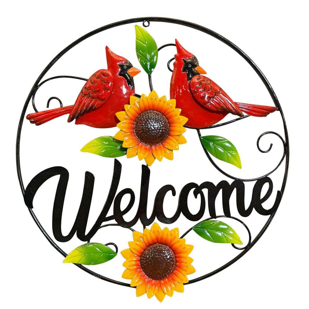 Metal Cardinal and Sunflower Wall Decoration Handcrafted 20 in. H Rustic Hanging Art Vibrant price history on PriceWatchPro