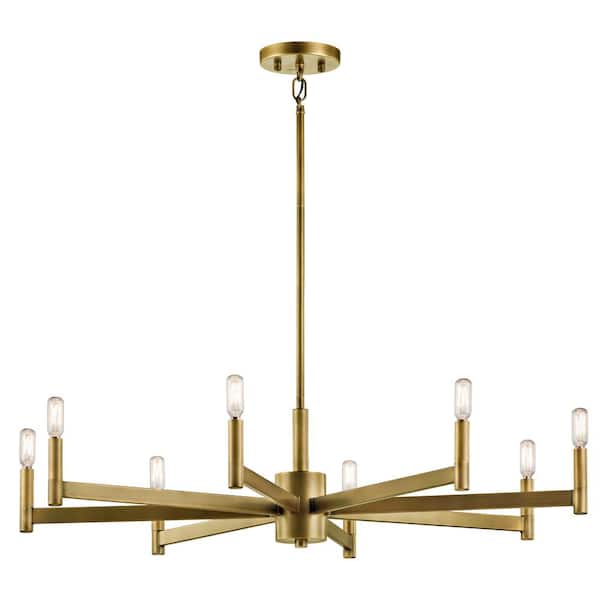 KICHLER Erzo 35.5 in. 8-Light Natural Brass Contemporary Candle Circle Chandelier for Dining Room