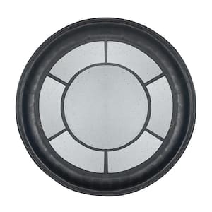 47 in. x 47 in. Classic Round Framed Black Silver Gray Accent Mirror