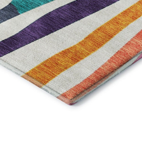 Mayfield Premium Machine Washable Abstract AMF2188 Ivory 2 ft. x 3 ft. Accent Rug