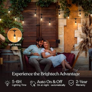 Ambience Pro 12-Light 27 ft. Outdoor Solar 2W 2700k LED S14 Hanging Edison Bulb String-Light