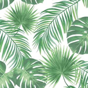 Patti Light Green Leaves Paper Strippable Wallpaper (Covers 56.4 sq. ft.)