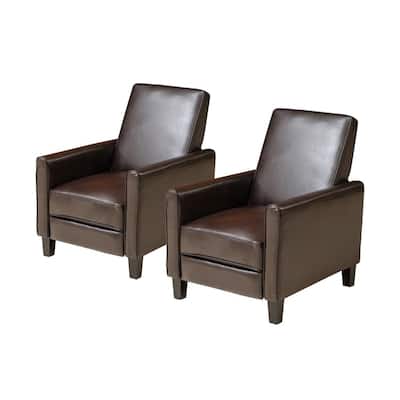 Darvis Brown Faux Leather Recliner (Set of 2)