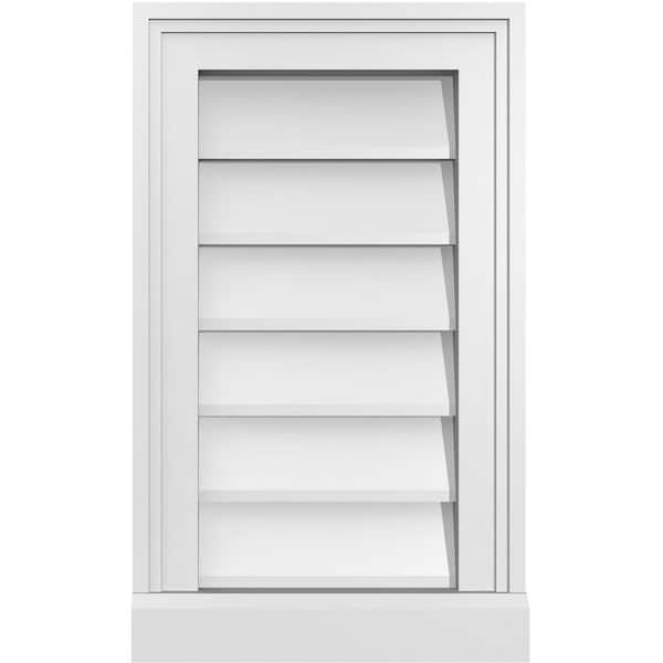 Ekena Millwork 12 in. x 20 in. Vertical Surface Mount PVC Gable Vent: Decorative with Brickmould Sill Frame