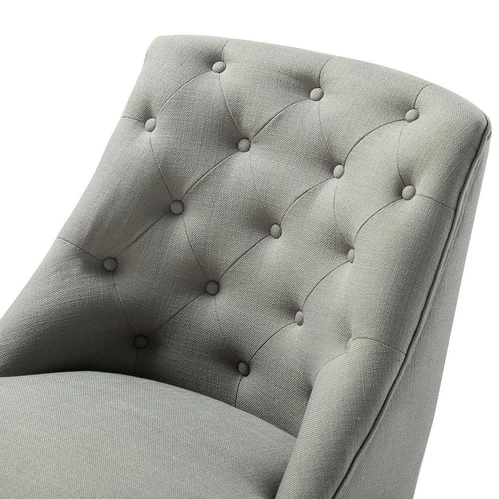 ErgoSwivel Modern Gray Fabric Armless Task Chair with Wood & Metal Base
