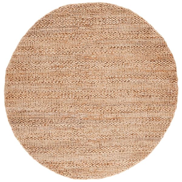 Natural Fiber 6 ft. x 6 ft. Natural Woven Striped Round Area Rug