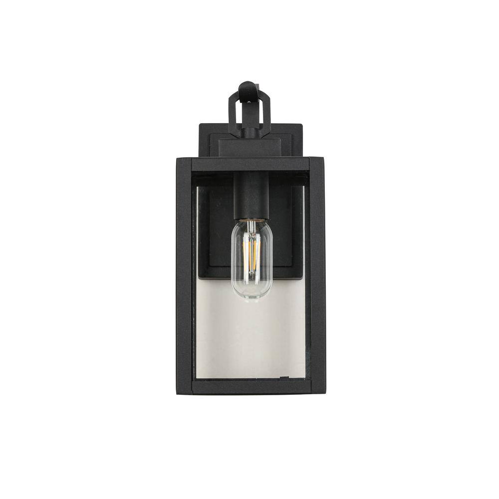 13.5 in. 1-Light Black Clear Glass Sconce High New Outdoor Integrated LED W