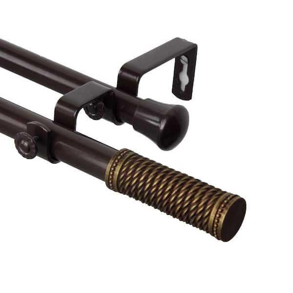 Rod Desyne 120 in. - 170 in. Threaded Double Curtain Rod in Cocoa