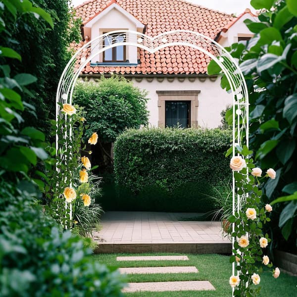 Unbranded - 8-in-1 Metal Garden Arch, Freely Assembled Cream White Arbor Trellis for Climbing Plants and Roses