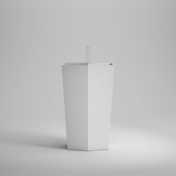 Unbranded - 14 in. W x 35 in. D Pentagon Solid Surface Basin in White