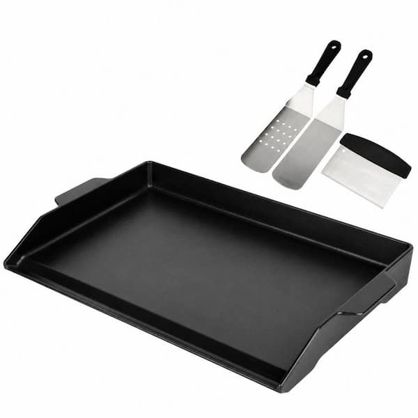 23 in. x 16 in. Black Cast Iron Nonstick Flat Top Griddle Plate for Gas Grill Stove Top Universal 1 Pack