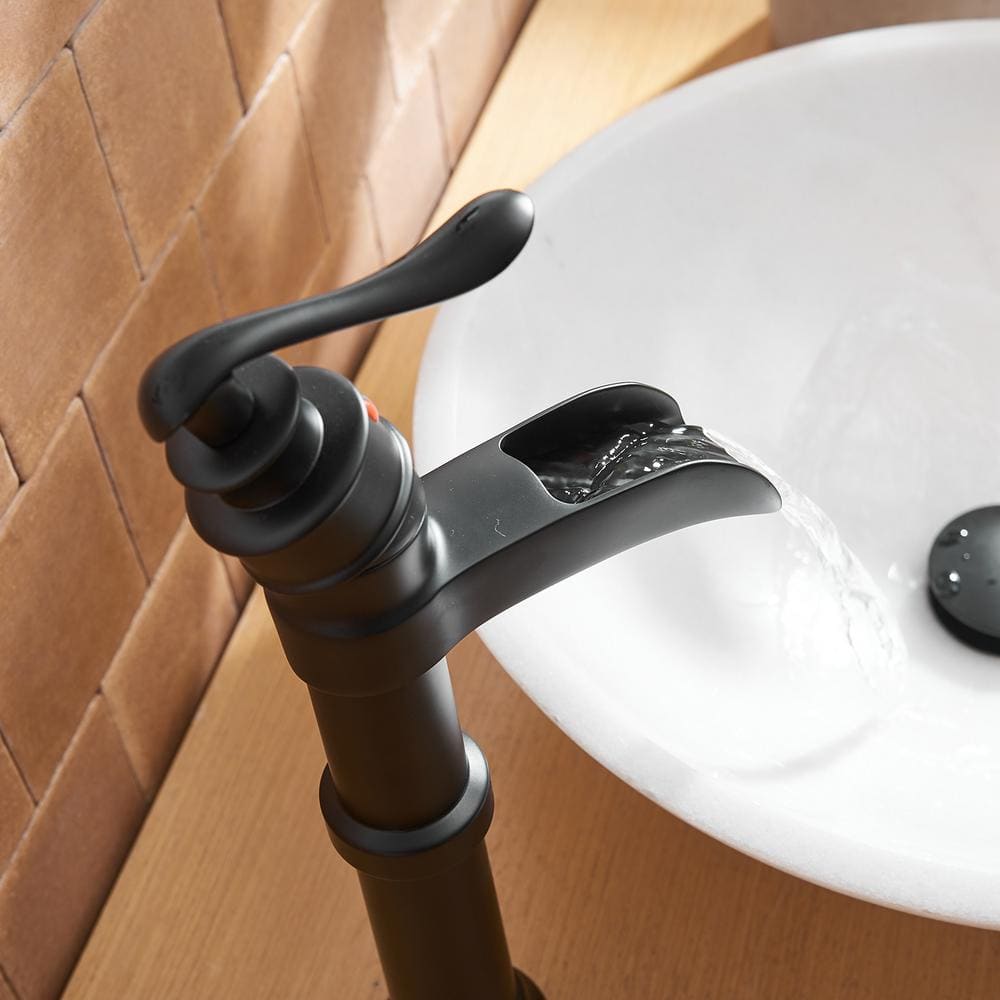Matte Black Single-Handle Waterfall Vessel Bathroom Faucet