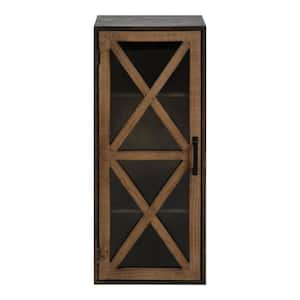 Mace 8 in. x 12 in. x 30 in. Rustic Brown/Black Metal and Wood Decorative Cubby Wall Shelf