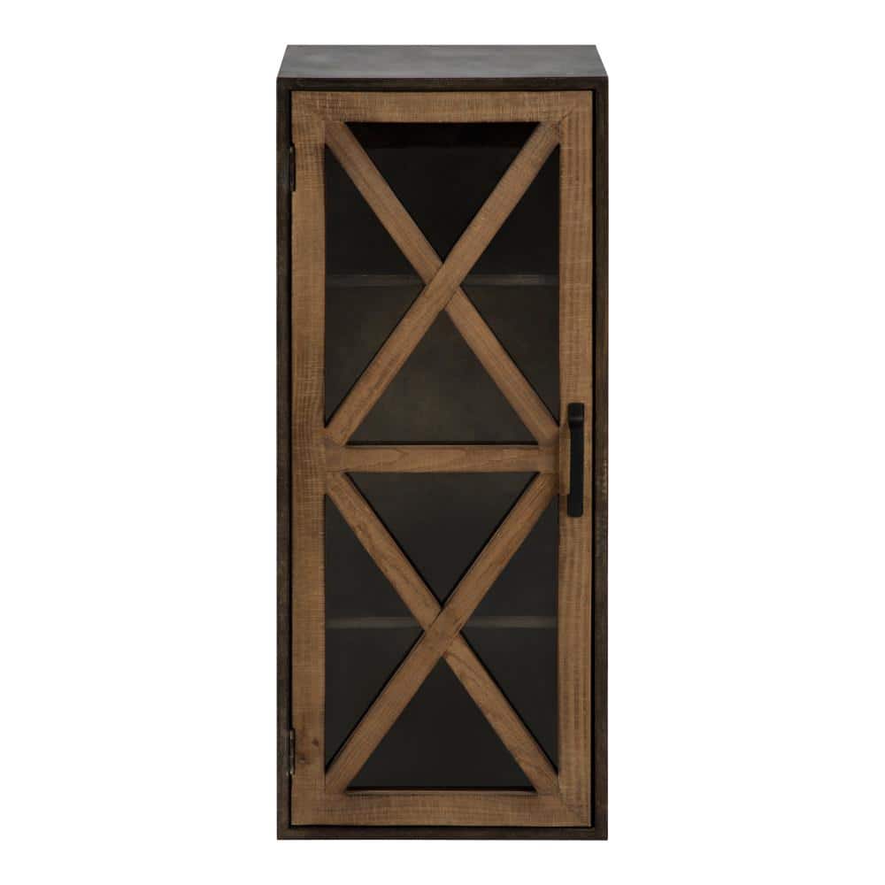Mace 8 in. x 12 in. x 30 in. Rustic Brown/Black Metal and Wood Decorative Cubby Wall Shelf