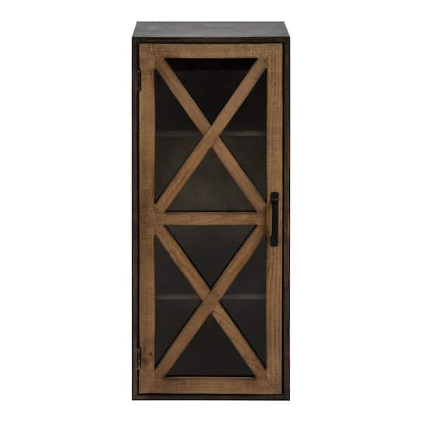 Mace 8 in. x 12 in. x 30 in. Rustic Brown/Black Metal and Wood Decorative Cubby Wall Shelf