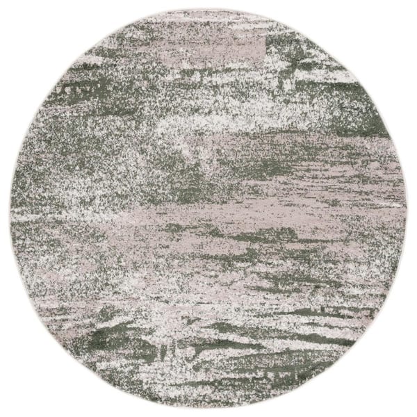 SAFAVIEH Adirondack Ivory/Dark Green 6 ft. x 6 ft. Abstract Marle Round Area Rug
