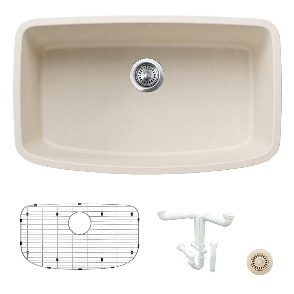 Valea 32 in. Undermount Single Bowl Soft White Granite Composite Kitchen Si